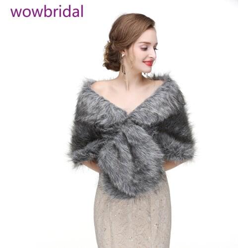 WOWBRIDAL Warm Faux Fur Winter Bridal Cape Wedding Cloaks Party Wraps Jacket Wrap Boleros De Encaje Boleros De Mujer