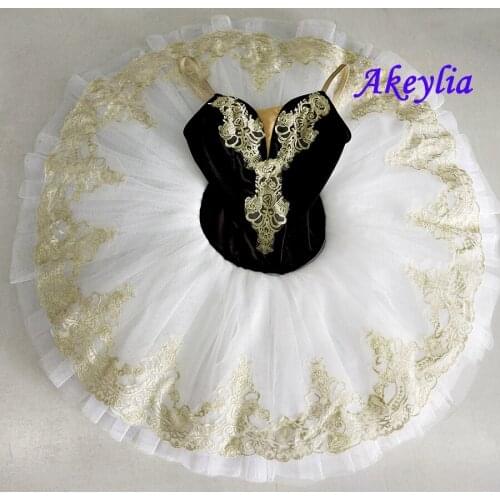 Black white gold variation professional ballet tutu costume dress women child classical performance tutu pancake 19051