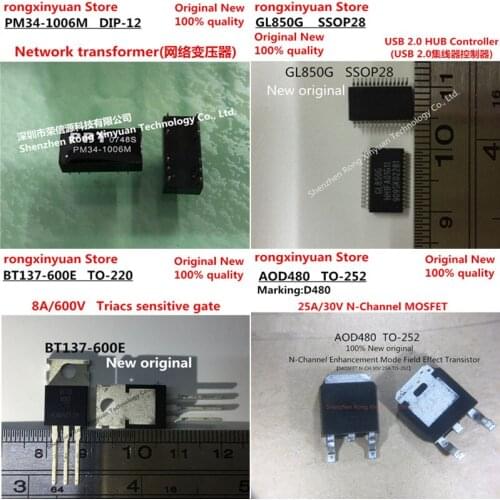 10 pcs/lot PM34-1006M PM34-1006 DIP-12 GL850G GL850 SSOP-28 BT137-600E BT137-600 BT137 TO-220 AOD480 D480 TO-252 New original