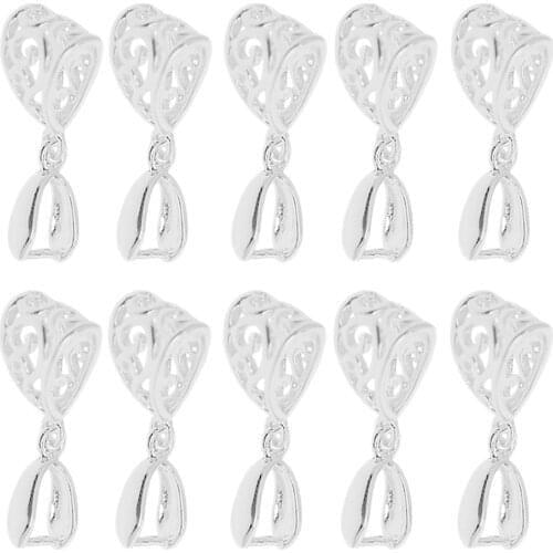 10Pcs Silver Color Plated Pendant Clip Clasp Pinch Clip Bail Pendant Connectors Bail Beads Jewelry Findings DIY Jewelry Making