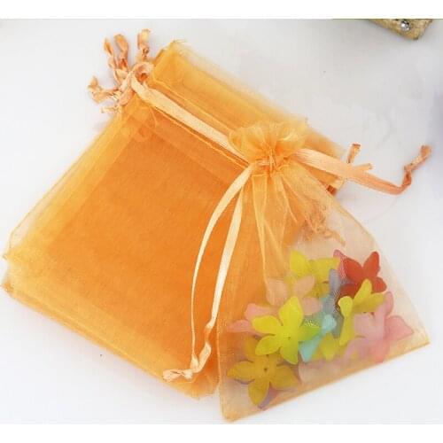 11x16cm (4.33"x6.29") Champagne Color 100pcs Jewelry Organza Bags Favour Wedding Candy Bags Christmas Drawstring Gift Bags