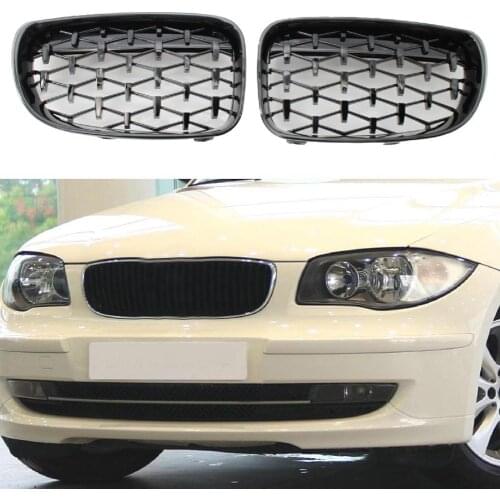 2Pcs Grille Front Bumper Replacement ABS Diamond Style Kidney Grille 51137322210 51137166439 51137166440 for BMW 1 Series E87 08