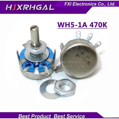 2pcs WH5-1A 470k ohm 3-Terminals Round Shaft Rotary Taper Carbon Potentiometer