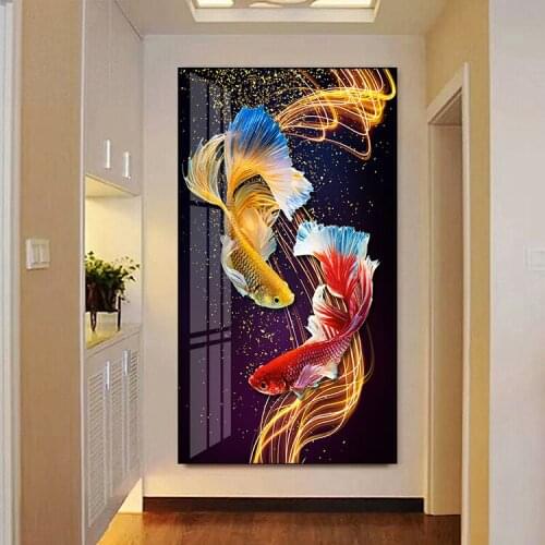 2021 New Lucky Double koi fish Living Room Full of Diamond Fish Crystal Cross-stitch Diamond Painting every year