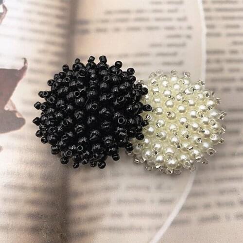 4 Pcs Faux Pearl Beads Flower Buttons 3.5mm Dia for Sewing Clothes Windbreaker Sweater Coat Bag DIY Craft Projects