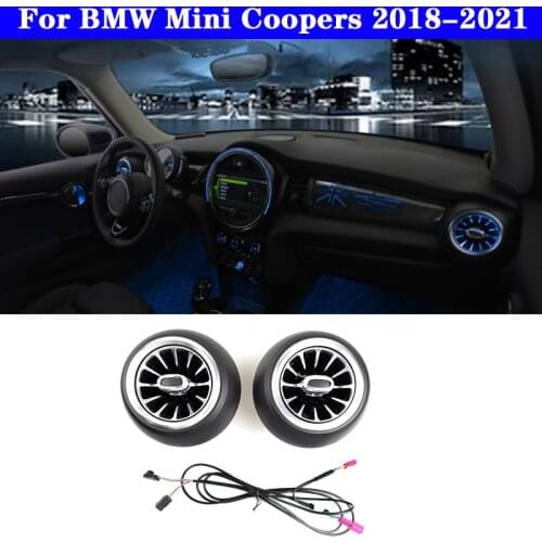 Auto For BMW Mini Coopers 2018-2021 LED Car Air Vent Turbine Outlet Nozzle 12-color Luminous Ambient Light Atmosphere Neon Lamp