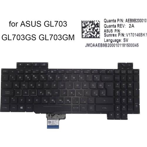 GL703 Croatian RGB backlit laptop keyboard for Asus ROG Strix GL703GS GL703GM WB computer keyboards color backlight AEB9B200010