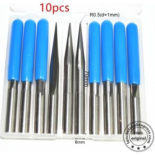 6mm*R0.5*70L,10pcs,Free shipping Taper Ball nose End Mill,CNC milling Cutter,Solid carbide tool,woodworking router bit