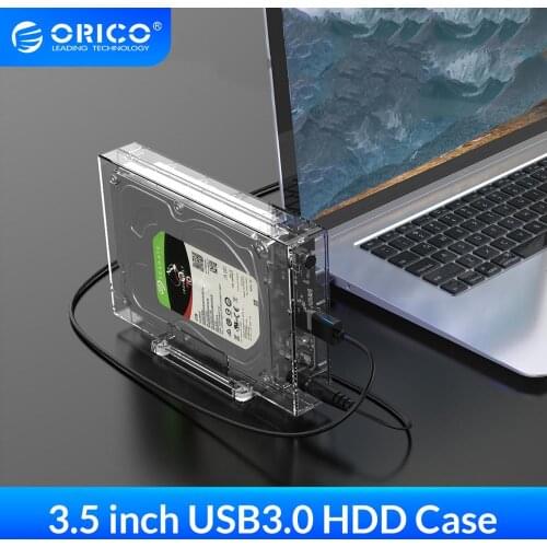 ORICO 3.5 inch SATA to USB 3.0 HDD Case with Holder Support 12TB Max Transparent Hard Drive Enclosure