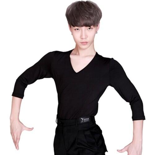 Latin Tops Long Sleeve Rumba Dance Practice Shirt Men Adult Rumba Tango Samba Salsa Rumba Cha Cha Ballroom Dance Costumes VO371