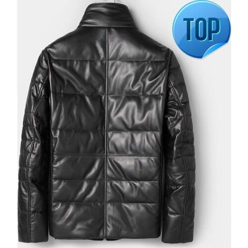 Leather Winter Genuine Jacket Men Warm Sheepskin Coat Real Mink Fur Collar Down Cotton Jackets Veste Cuir Homme 81C7165