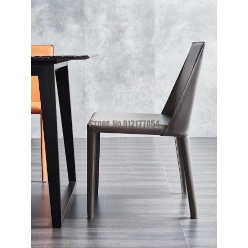 Leather chair modern minimalist desk chair makeup chair Nordic chair back chair saddle chair light luxury dining chair household