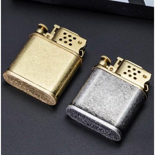 Brass Kerosene Windproof Lighter Personality Lighter Vintage Unlock Automatically Bounce Smoking Accessories Gadgets for Men