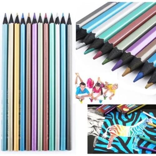 Marco Pro 12 Colors Metallic Non-toxic Lapis De Cor Drawing Pencils Drawing Painting Sketching Finest Free Shipping
