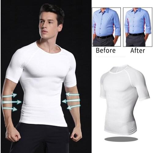 Fashion Men Body Shapers Shapewear T-shirt Male Fitness Underwear Corset Muscle Training Tops Invisible Tee