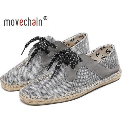 Movechain Mens Summer Hemp Taylor Casual Shoes Men Fashion Oxford Comfortable Lace Up Shoe Mens Low-top Loafers