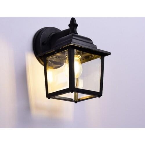 Retro E27 Wall Lamp Outdoor Waterproof Corridor Pathway Glass Lantern Light Sconce Courtyard Villa Garden Balcony Lighting