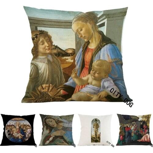 Christian Jesus Madonna of the Eucharist Painting art Cotton and linen 45*45cm square pillow Cushion cover Decor