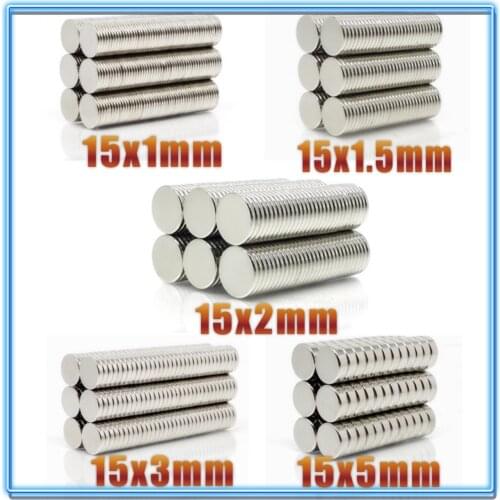 20~500Pcs N35 Round Magnet 15x1 15x1.5 15x2 15x3 15x5 Neodymium Magnet Permanent NdFeB Super Strong Powerful Magnets 15*2 15*3