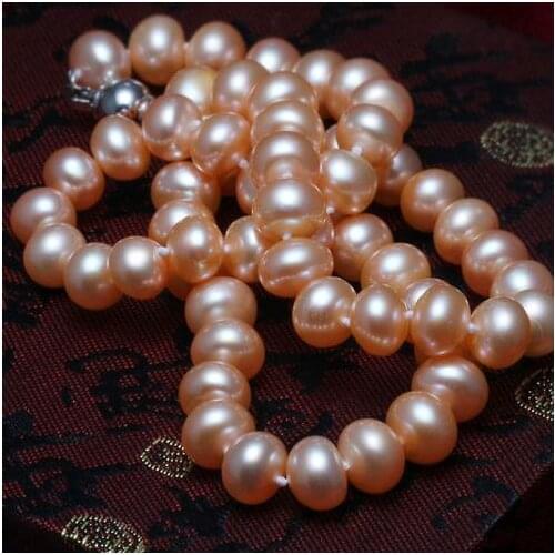 New Arrival Favorite Pearl Jewelry Women AAA 8-9MM Pink Freshwater Pearl Wedding Bridal Lady Necklace Handmade Lady Gift