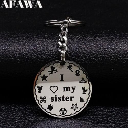 New Fashion Stainless Steel I Love Sister Keychains for Sister Key Chains Key Rings Jewelry Gift portachiavi K77295B
