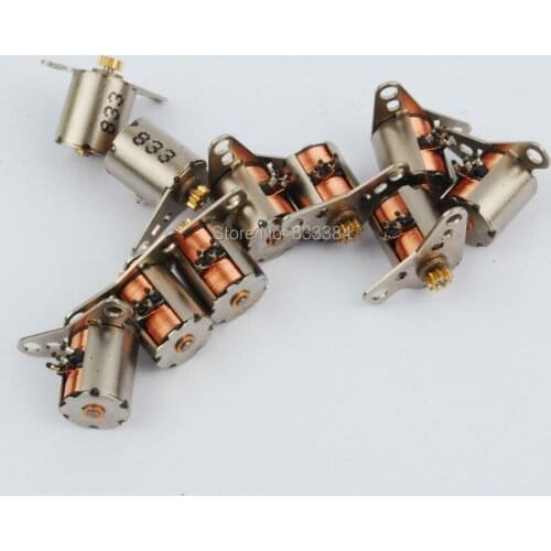 New 5pcs dia 3-5V dc 4 Wire 2 Phase Micro stepper motor with copper gear step angle 9degree 1mm shaft