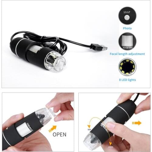 New 550-1000X 50-500X 8 LED Digital USB Microscope Microscopio Magnifier Electronic Stereo USB Endoscope Camera 300000 Pixels