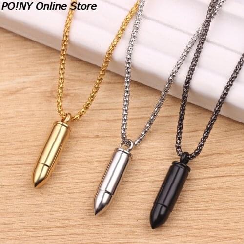 Stainless Steel Open Bullet Pendant Necklace Ashes Memorial Keepsake Jewelry