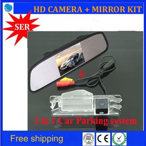 For Renault logan Sandero Parking Assistance 2 in 1 4.3" inch Digital LCD Mirror Car Parking r + Car Parking Rear view Camera
