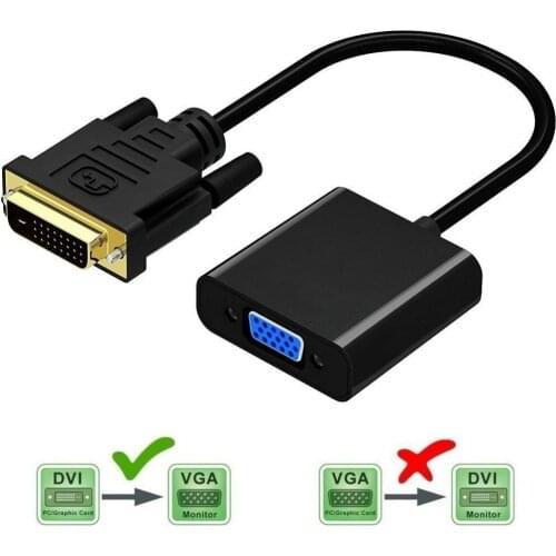 DVI Male to VGA Female Video Converter Adapter DVI 24+1 25 Pin DVI-D to VGA Adapter Cable for TV PS3 PS4 PC Display 1080P