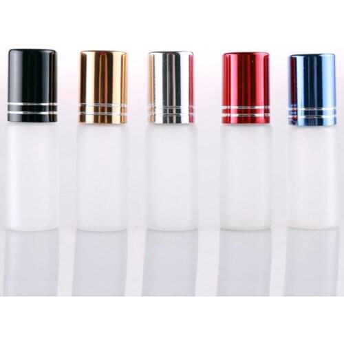 Wholesale 5ML Frosted Glass Essential Oil Bottles Portable Cosmetic Roll-On Bottle With Aluminum Cap