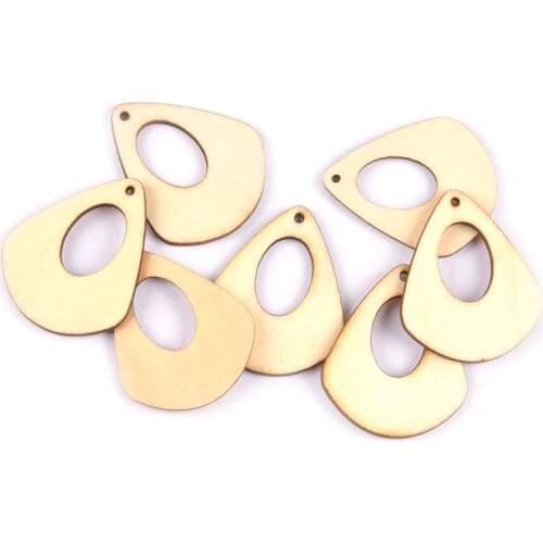 34x41mm Natural Drop Shape Hollow Wooden Crafts For Earring Pendant Jewelry 30pcs DIY Scrapbooking Arts Ornaments M1870
