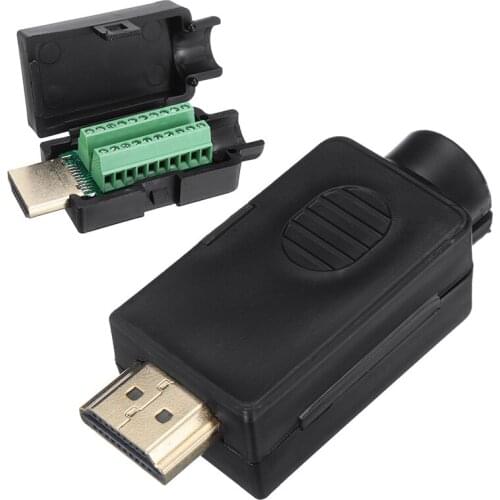 Plug Breakout Terminals Solderless Connector Mounting 2 Row 19 Pin With Black Plastic Cover Male For Computer HDMI-compatible