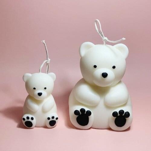 2 Cute Sitting Bear Silicone Candle Mold for Handmade Desktop Decoration Gypsum Epoxy Resin Aromatherapy Candle Silicone Mould