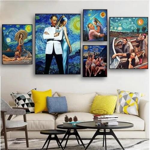 Funny Art Abstract Van Gogh and Friends Posters and Prints Canvas Paintings Wall Art Pictures for Living Room Decor No Frame