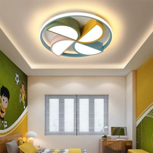 Modern Led Colorful Windmill Ceiling Light Nordic Round Ring Lamp Dimmable Pinwheel Acrylic Chandelier for Bedroom Kitchen Loft