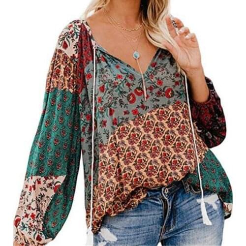 Top V Neck Good Workmanship Casual Loose V Neck Floral Women Top for Daily Wear Office
