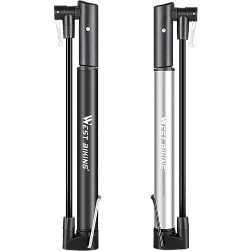 Bicycle Pump, Aluminium Alloy High-Pressure Tire Inflator Pump Air Pump for Mountain Bikes Road Bicycle, Black/Silver