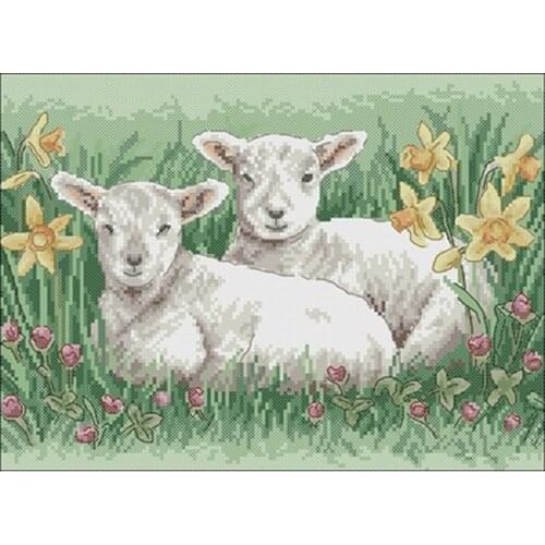 Spring lamb patterns Counted Cross Stitch 11TC 14CT 18CT DIY Chinese Cross Stitch Kits Embroidery Needlework Sets home decor