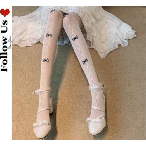 Japanese Lattice Love Thin Fishnet Stockings Female Gothic Hollow Out Pantyhose Woman Lolita Girl Student Sexy Pantyhose Lady