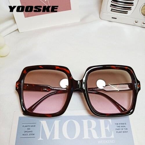 YOOSKE Vintage Oversize Square Sunglasses Women Luxury Brand Big Frame Women mens Sun Glasses Black Fashion Gradient Glasses