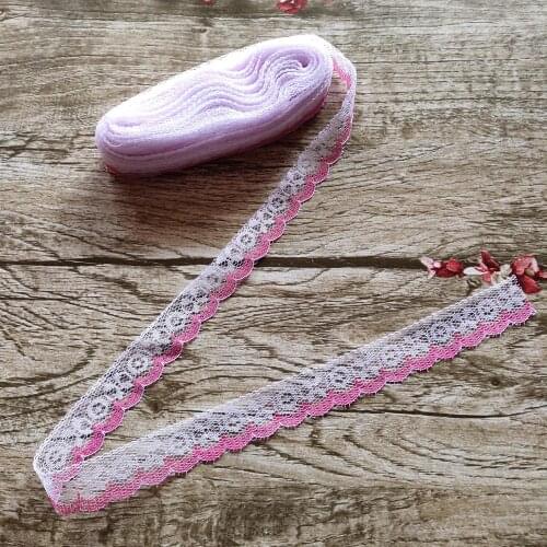 Hot sales 10 yards beautiful 18mm wide embroidery lace White and Rose mesh belt clothing decorative arts and crafts