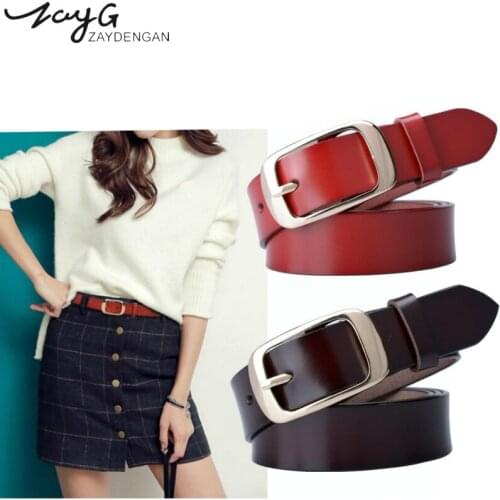ZAYG Designer luxury fashion cow genuine leather belt for women new arrive jeans female belt fashion design fancy women belts