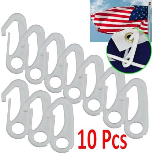 10 pack *Anti-UV* USA Flag Spun Polyester Nylon Clips Snaps Hook Pole Attachment