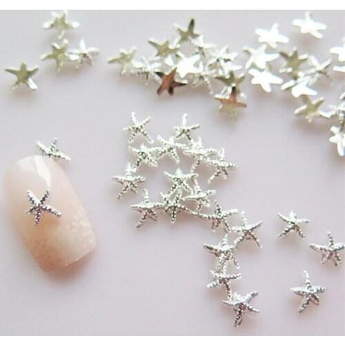 100pcs 3mm&5mm Nail Art Rivets Starfish styles 2 Colors=Gold/Silver Design 3D Nail Art DIY Charm Metal Studs Nail Art Decoration