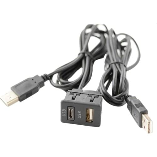 150CM Car Dash Flush Mount 2 USB Port Panel Auto Boat Dual USB-TAPYC Extension Cable Adapter for Toyota