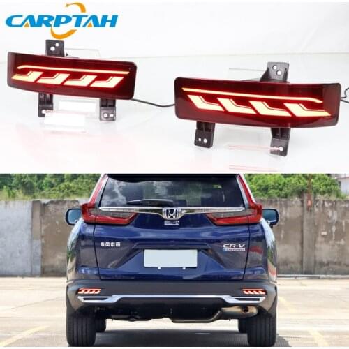2PCS LED Rear Fog Lamp For Honda CRV C-RV 2020 2021 Car LED Bumper Light Brake Light Turn Signal Reflector 3-in-1 Functions