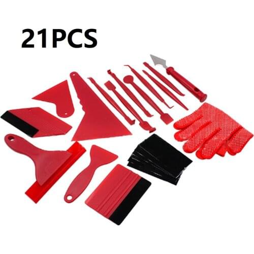 21PCS Portable Felt Edge Squeegee Car Vinyl Wrap Application Tool Scraper Decal Auto Car Cleaning Car Brush Accessories