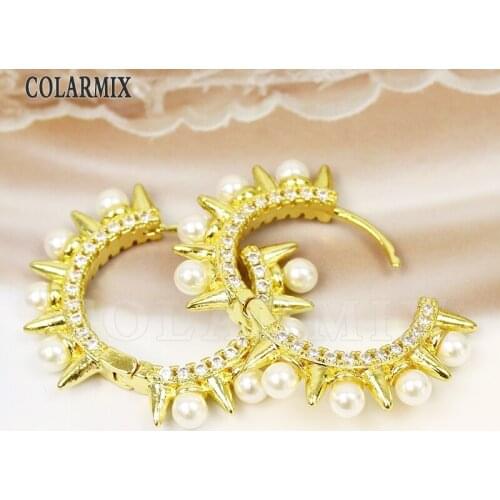 4 Pairs Hoop Dangle earrings Pearl Hoop earrings women jewelry Fashion Drop earrings Gift for women jewelry 8434