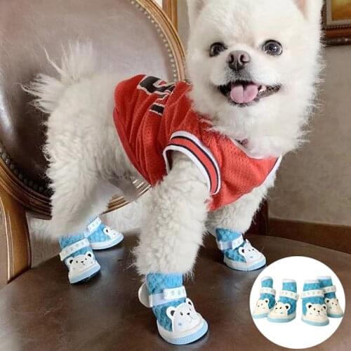 4Pcs Puppy Shoes Teddy Bichon Pomeranian Chihuahua Small Dog Shoes Casual Breathable Mesh Four Seasons Shoes Pet Shoes